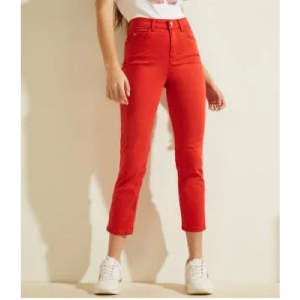 Guess Red Ankle Length Skinny Sarah Fit Jeans